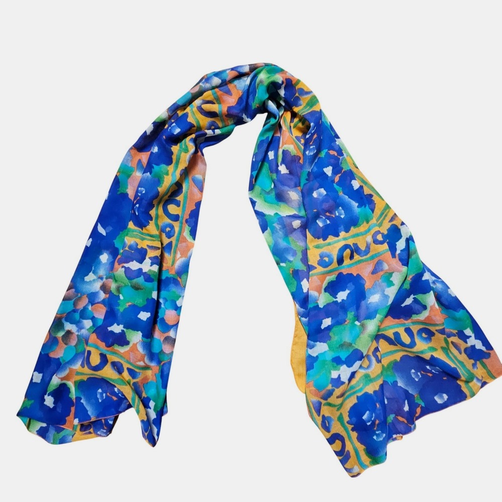 Soft Surroundings Abstract Flower Rectangular Scarf‎ Watercolor OS 40x68 NWT